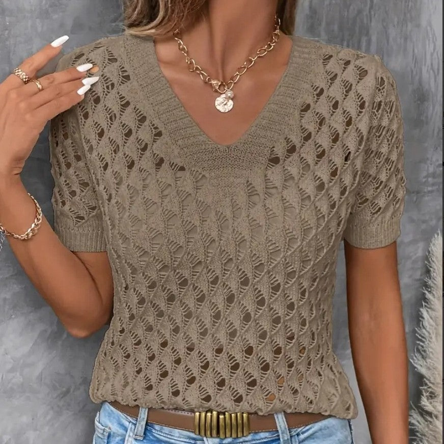 Aveline Knitted V-Neck Top