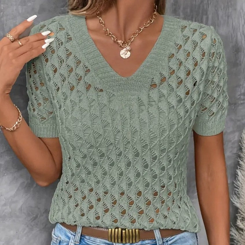 Aveline Knitted V-Neck Top