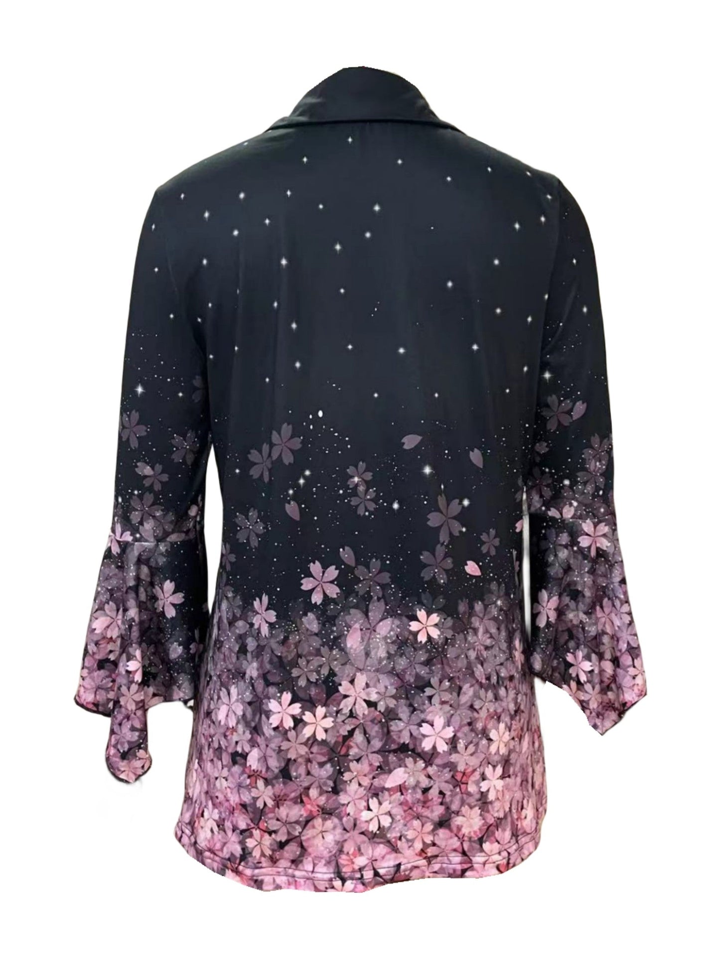 Liora Printed Lapel Button Top