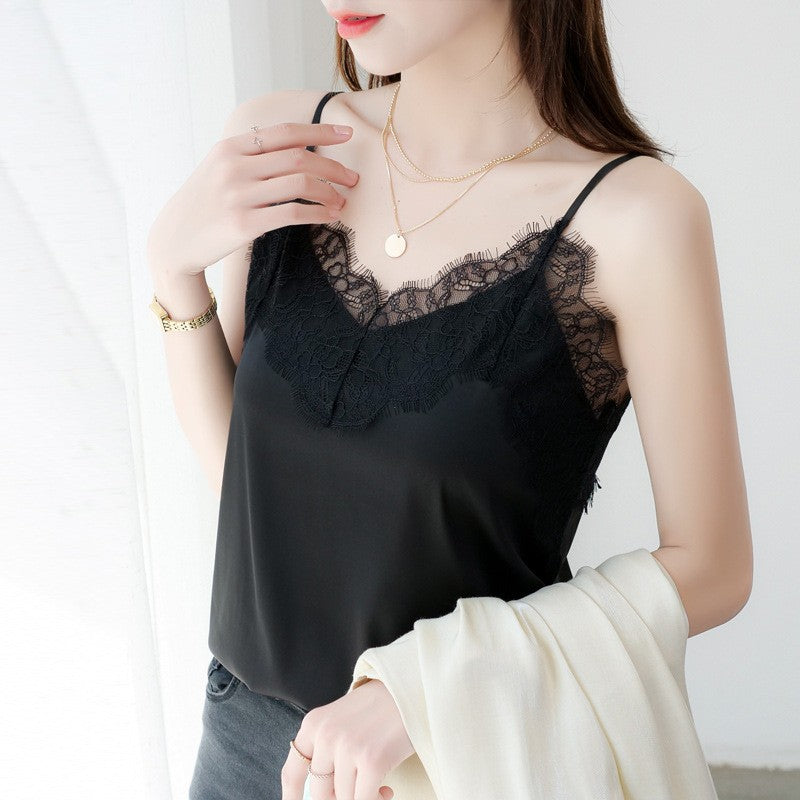 Serenya Eyelash Lace Satin Cami