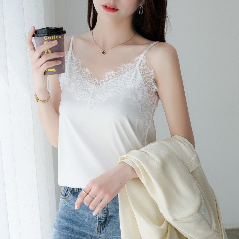 Serenya Eyelash Lace Satin Cami