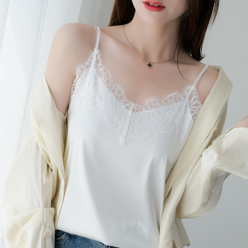 Serenya Eyelash Lace Satin Cami