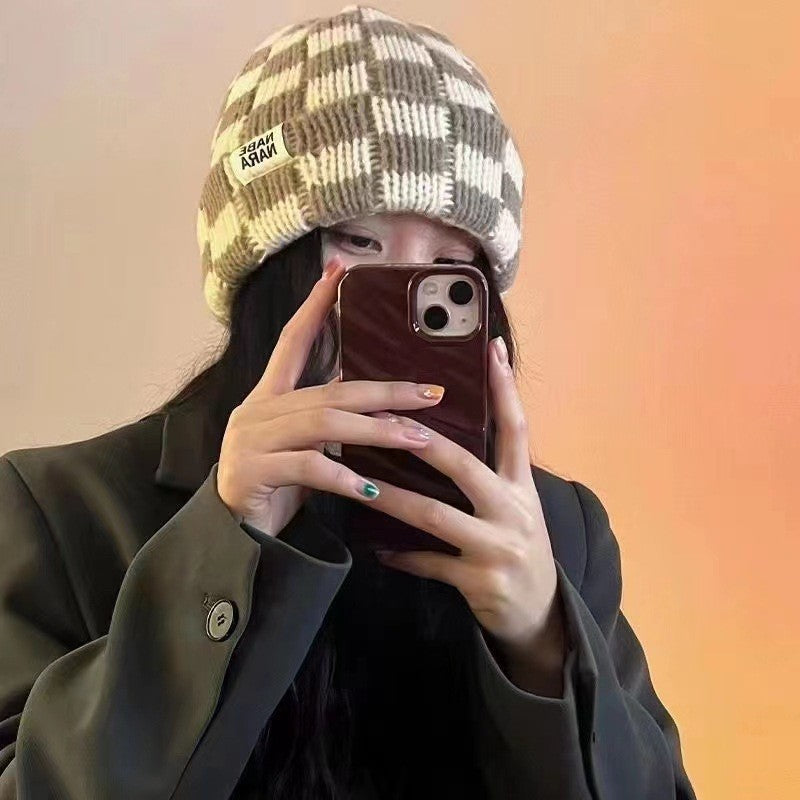 Yura Knitted Plaid Winter Hat