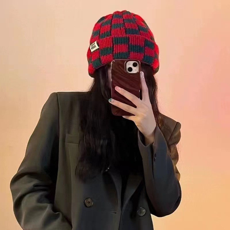 Yura Knitted Plaid Winter Hat