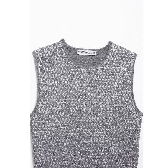 Zeyra Metallic Knit Beaded Top