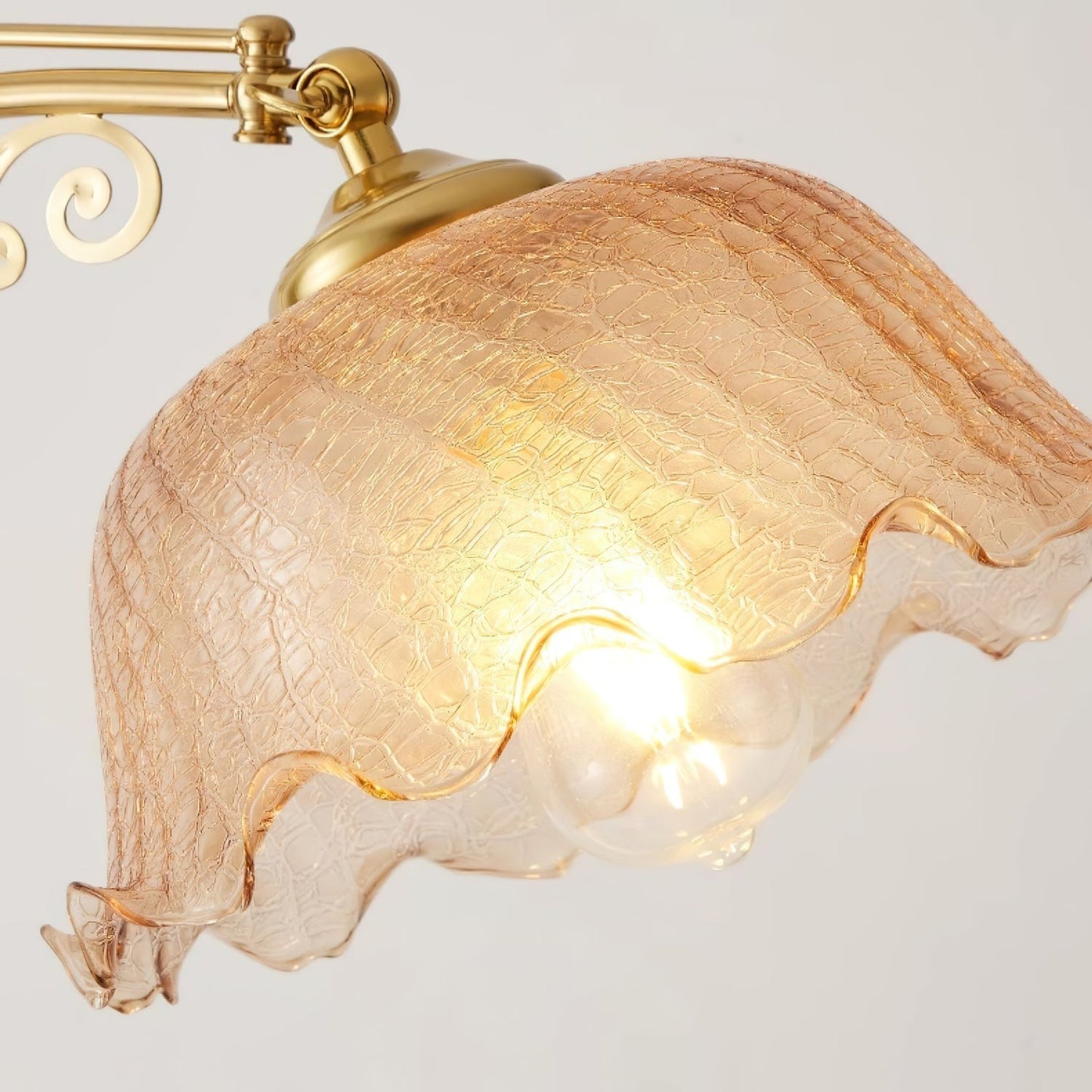 Arched Wood & Brass Floor Lamp