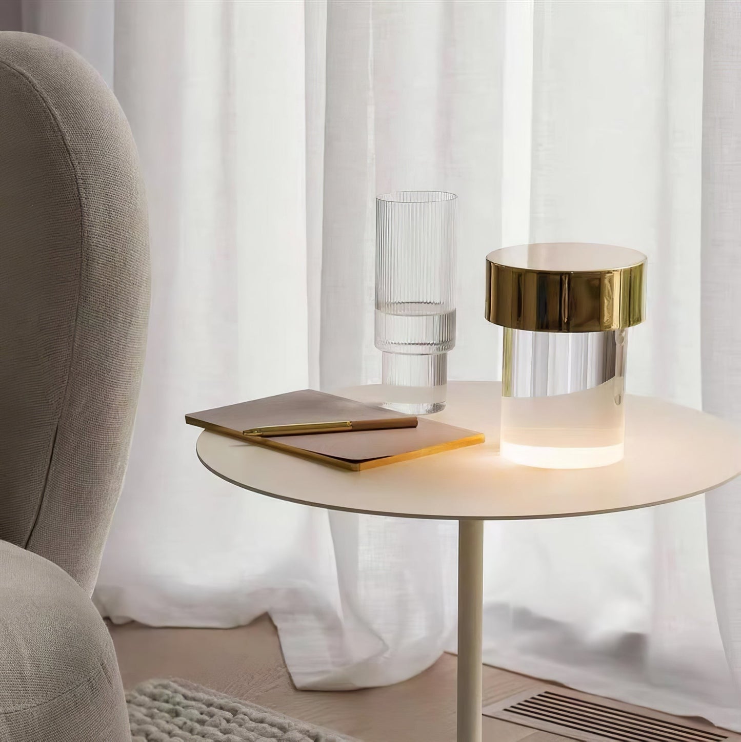 Column Glow Portable Glass Table Lamp