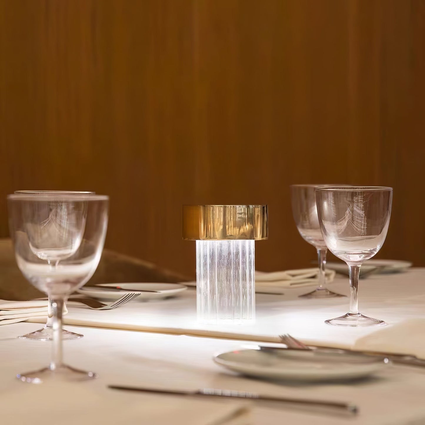 Column Glow Portable Glass Table Lamp