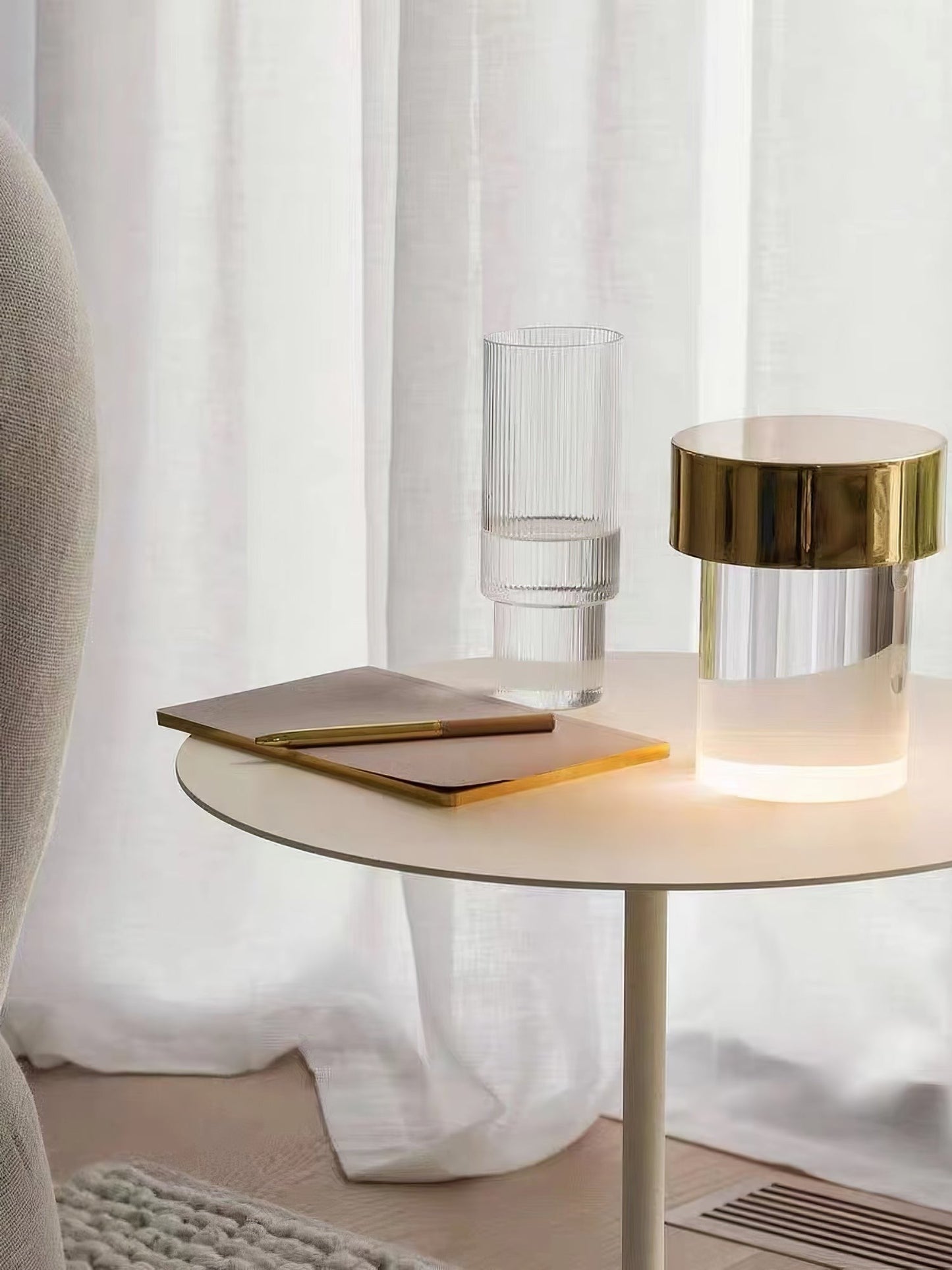 Column Glow Portable Glass Table Lamp