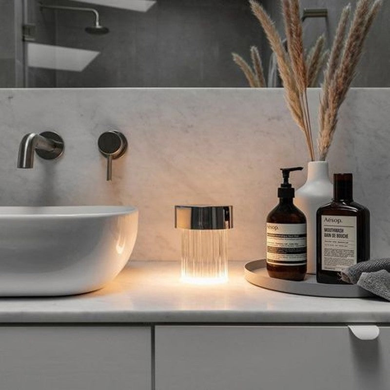 Column Glow Portable Glass Table Lamp