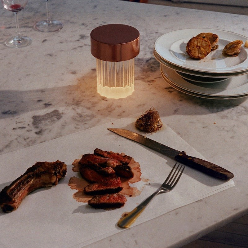 Column Glow Portable Glass Table Lamp