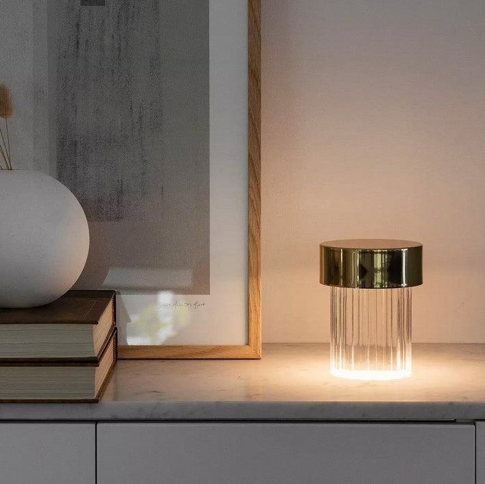 Column Glow Portable Glass Table Lamp