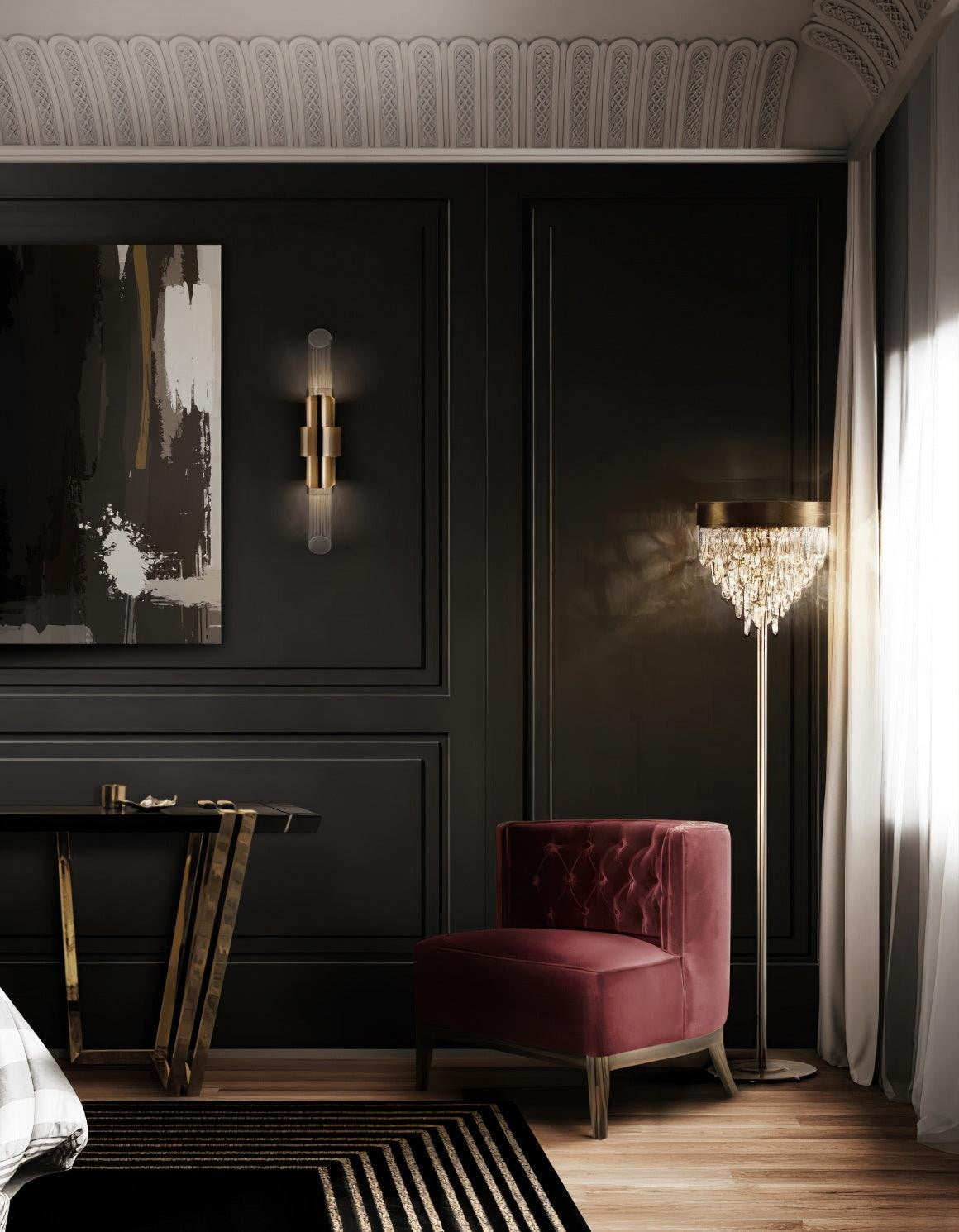 Crystal Line Gold Wall Light