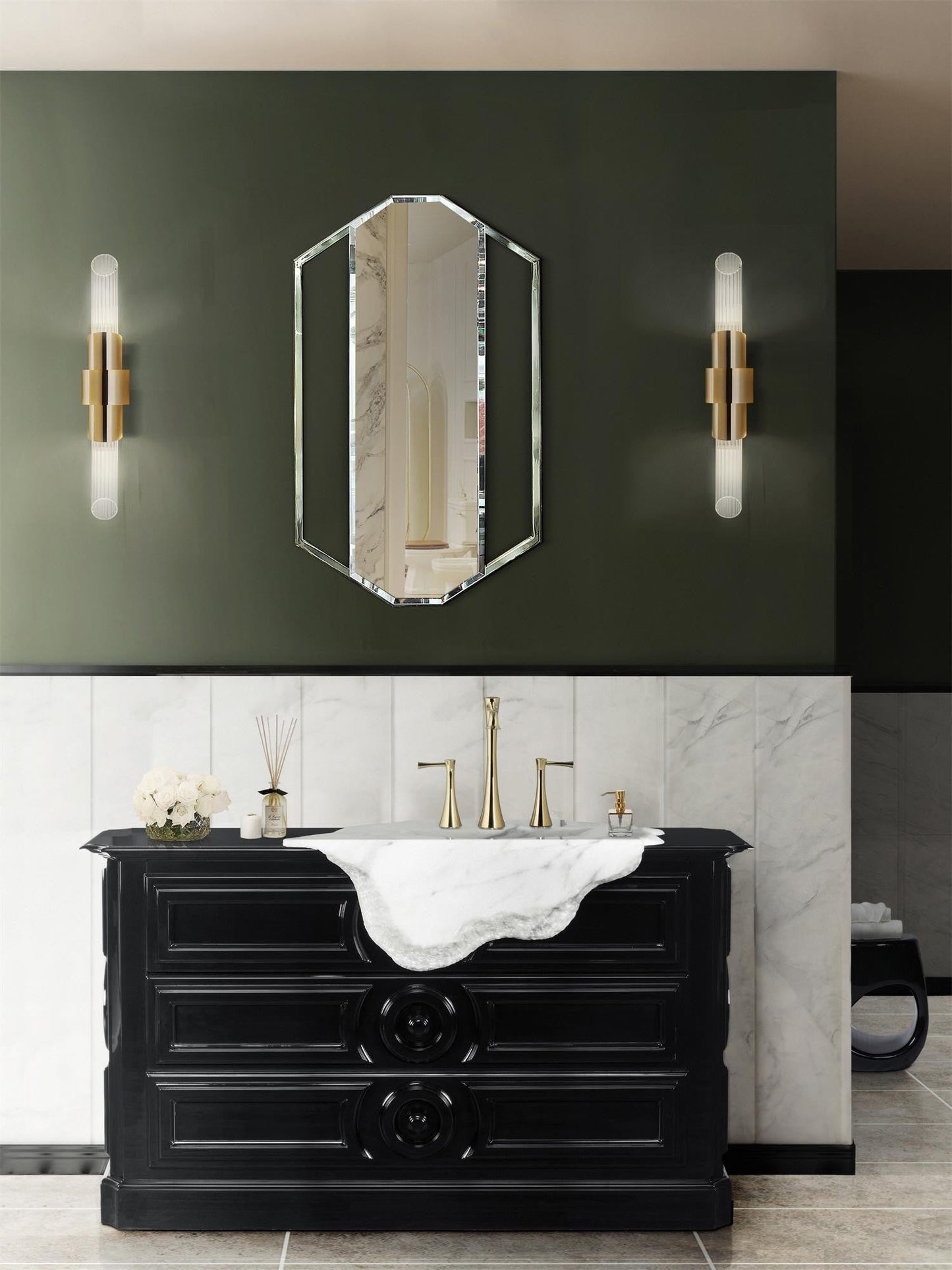 Crystal Line Gold Wall Light