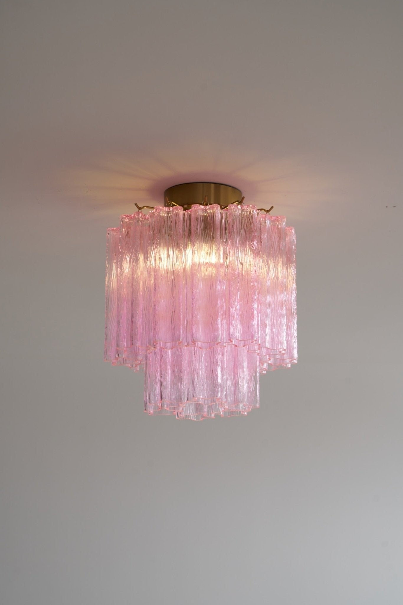 Fiora Pink Glass Flush Ceiling Light