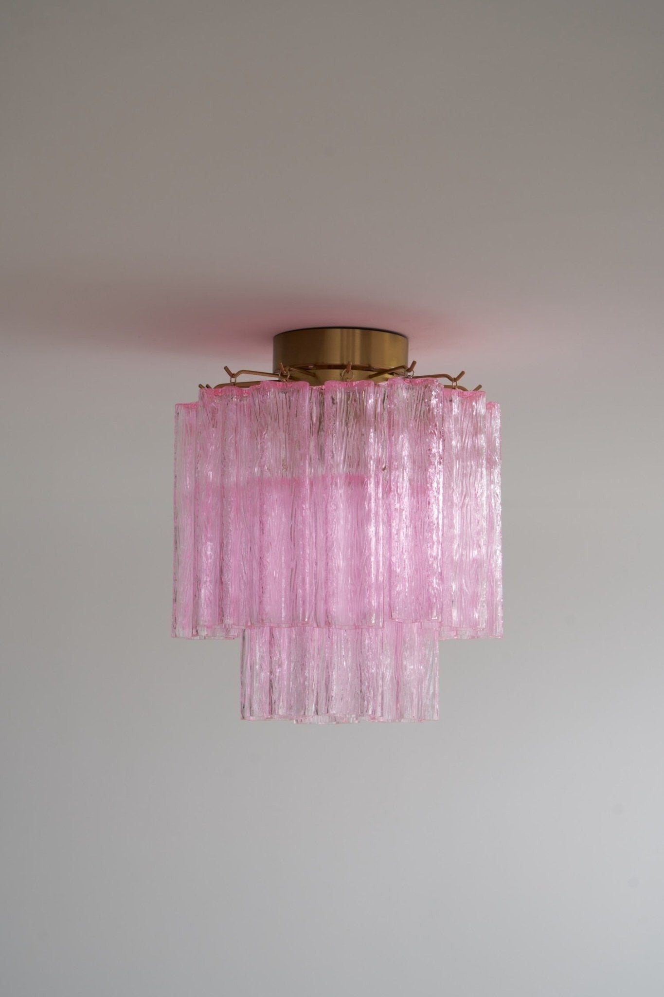 Fiora Pink Glass Flush Ceiling Light