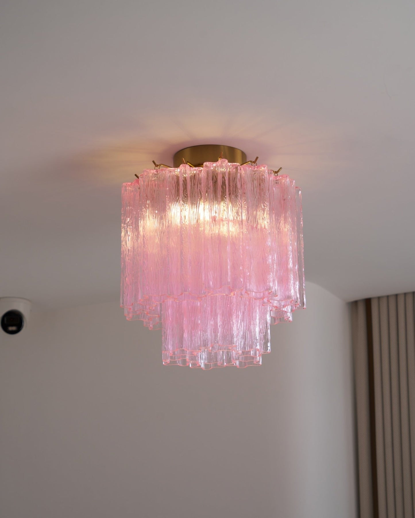 Fiora Pink Glass Flush Ceiling Light