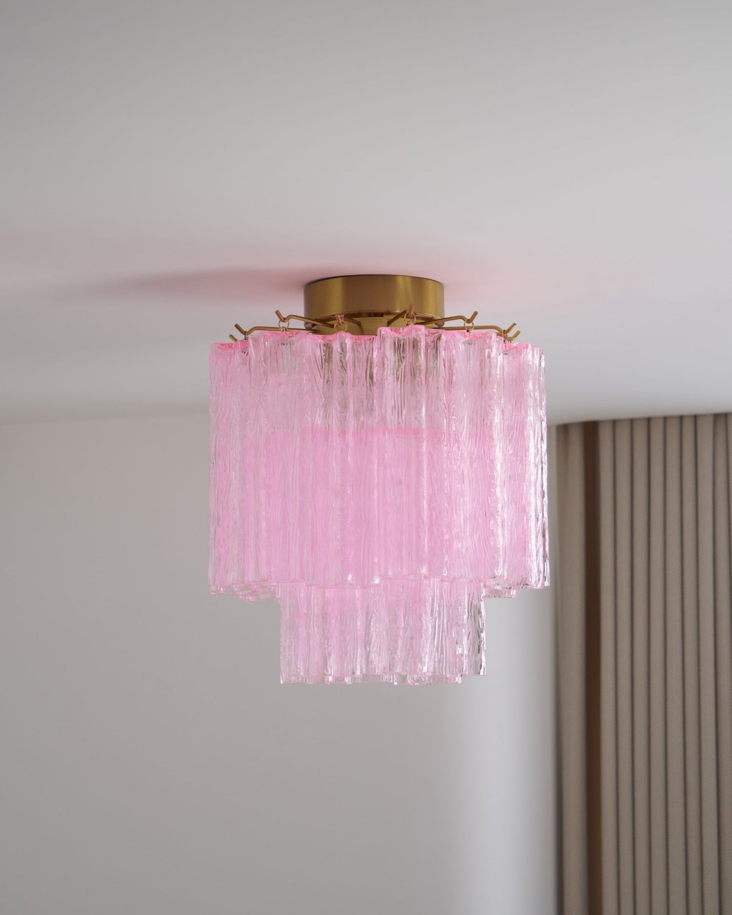Fiora Pink Glass Flush Ceiling Light