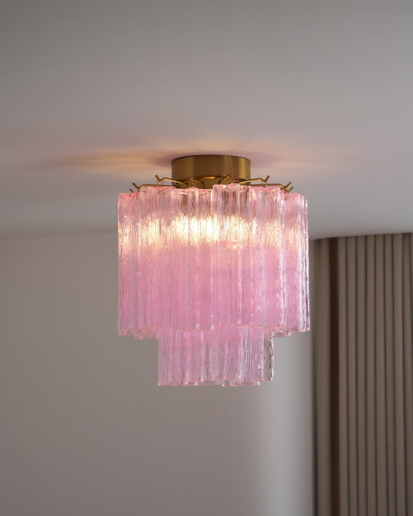 Fiora Pink Glass Flush Ceiling Light
