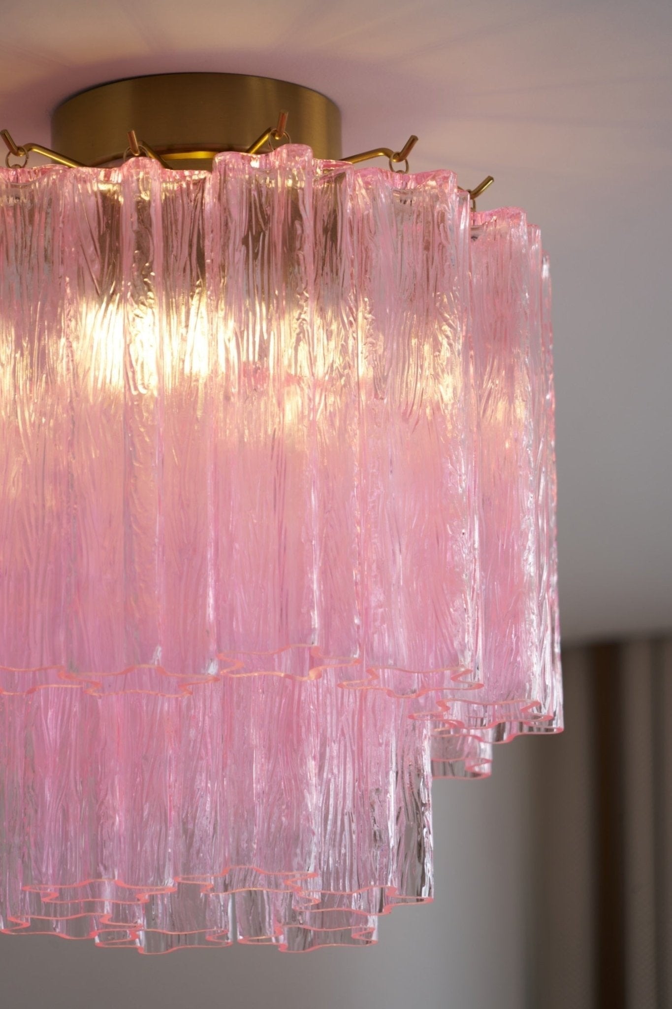 Fiora Pink Glass Flush Ceiling Light