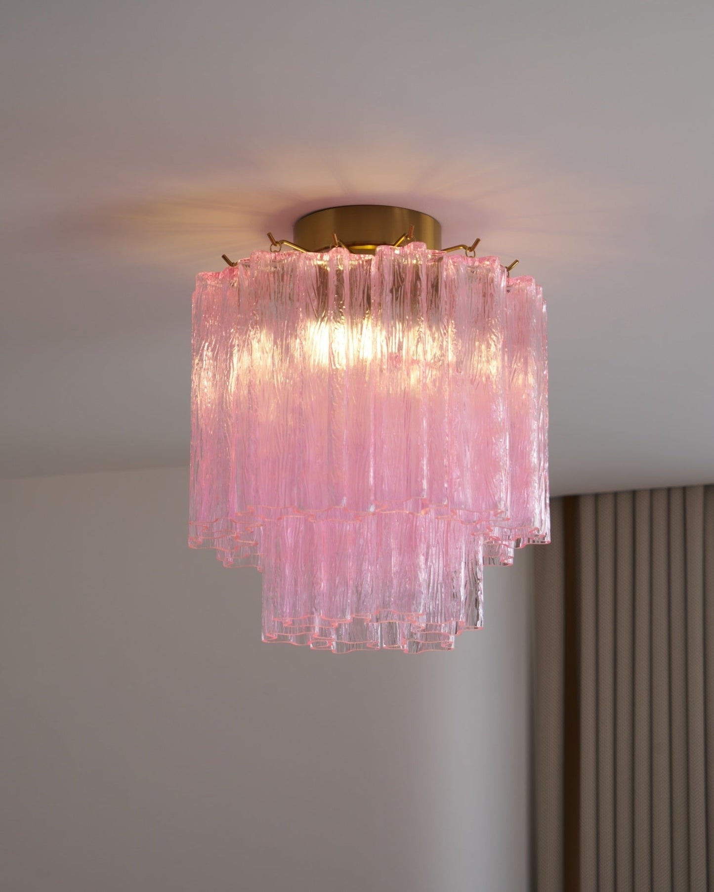 Fiora Pink Glass Flush Ceiling Light