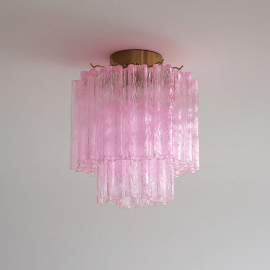 Fiora Pink Glass Flush Ceiling Light