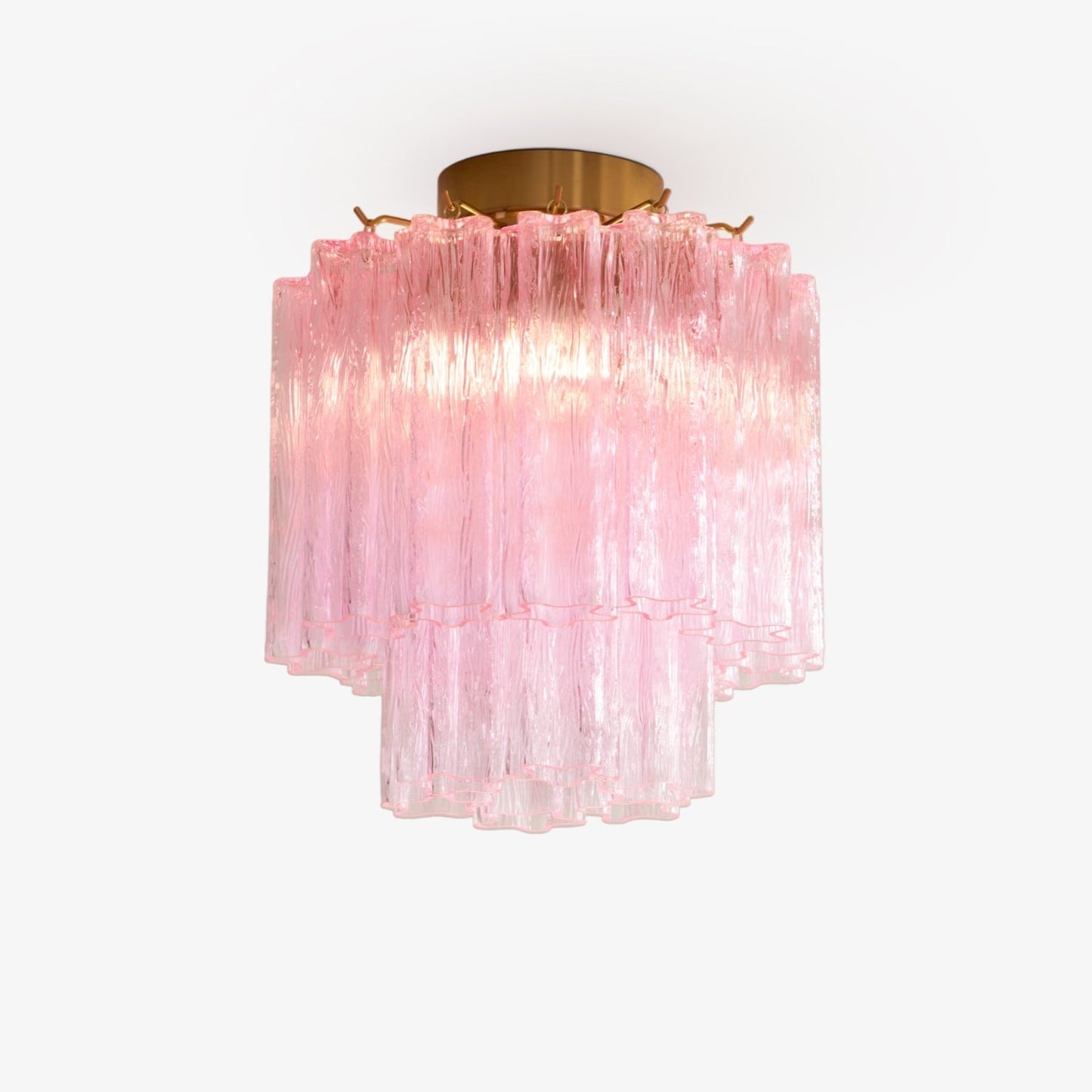 Fiora Pink Glass Flush Ceiling Light