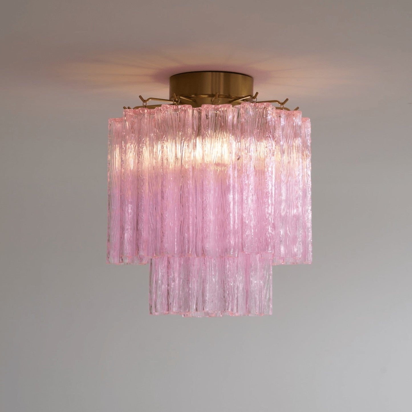 Fiora Pink Glass Flush Ceiling Light