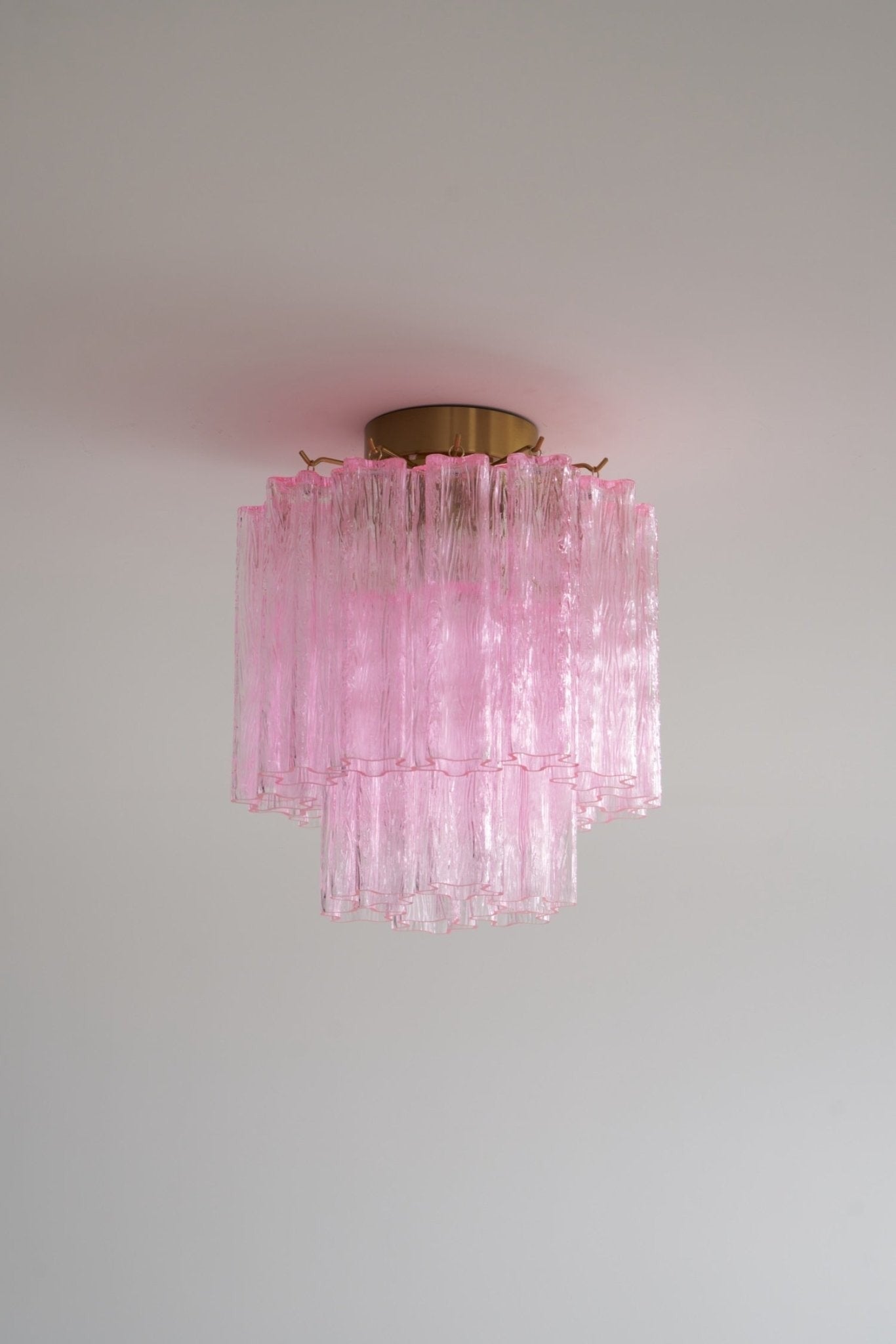 Fiora Pink Glass Flush Ceiling Light