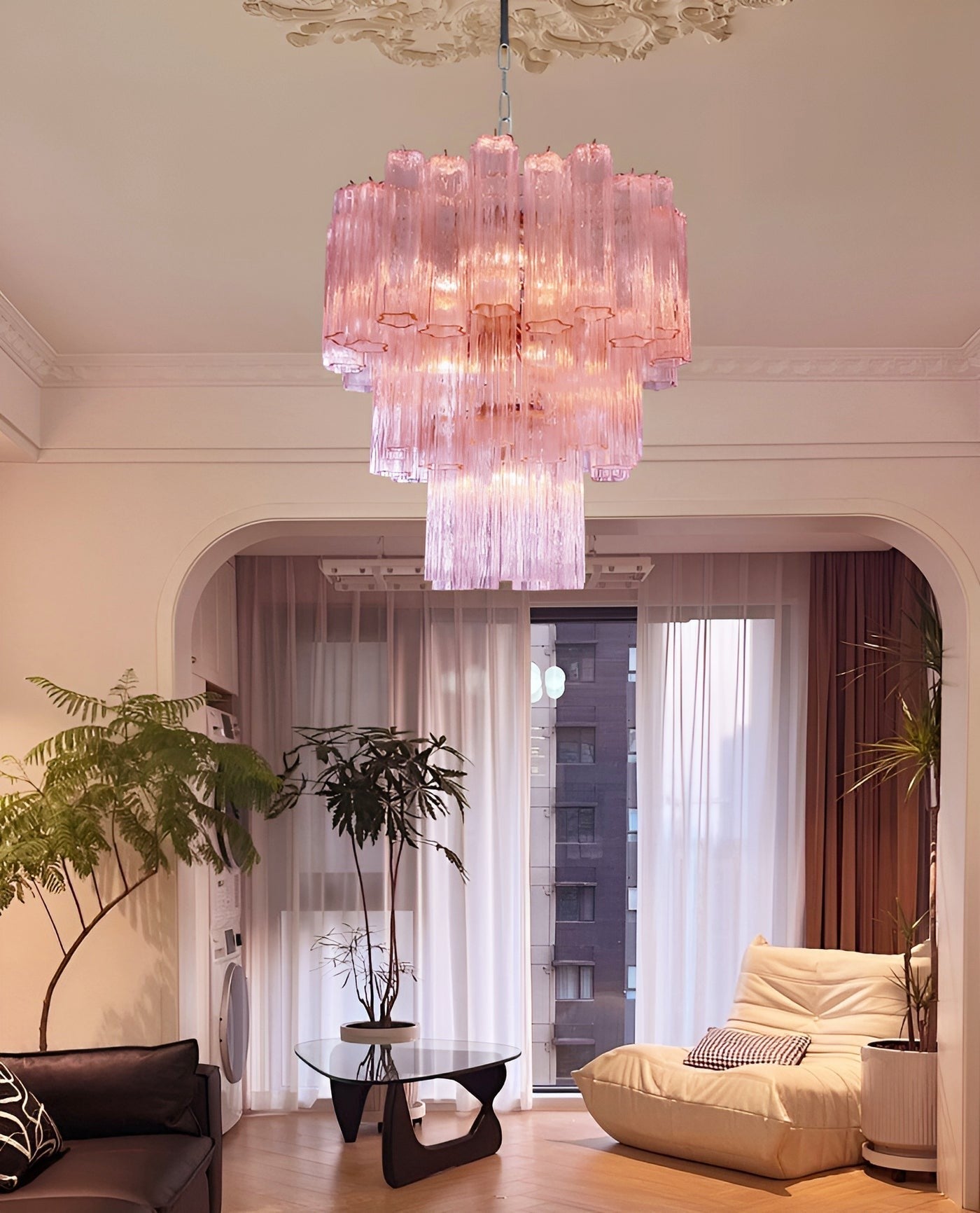 Rose Murano Glass Statement Chandelier