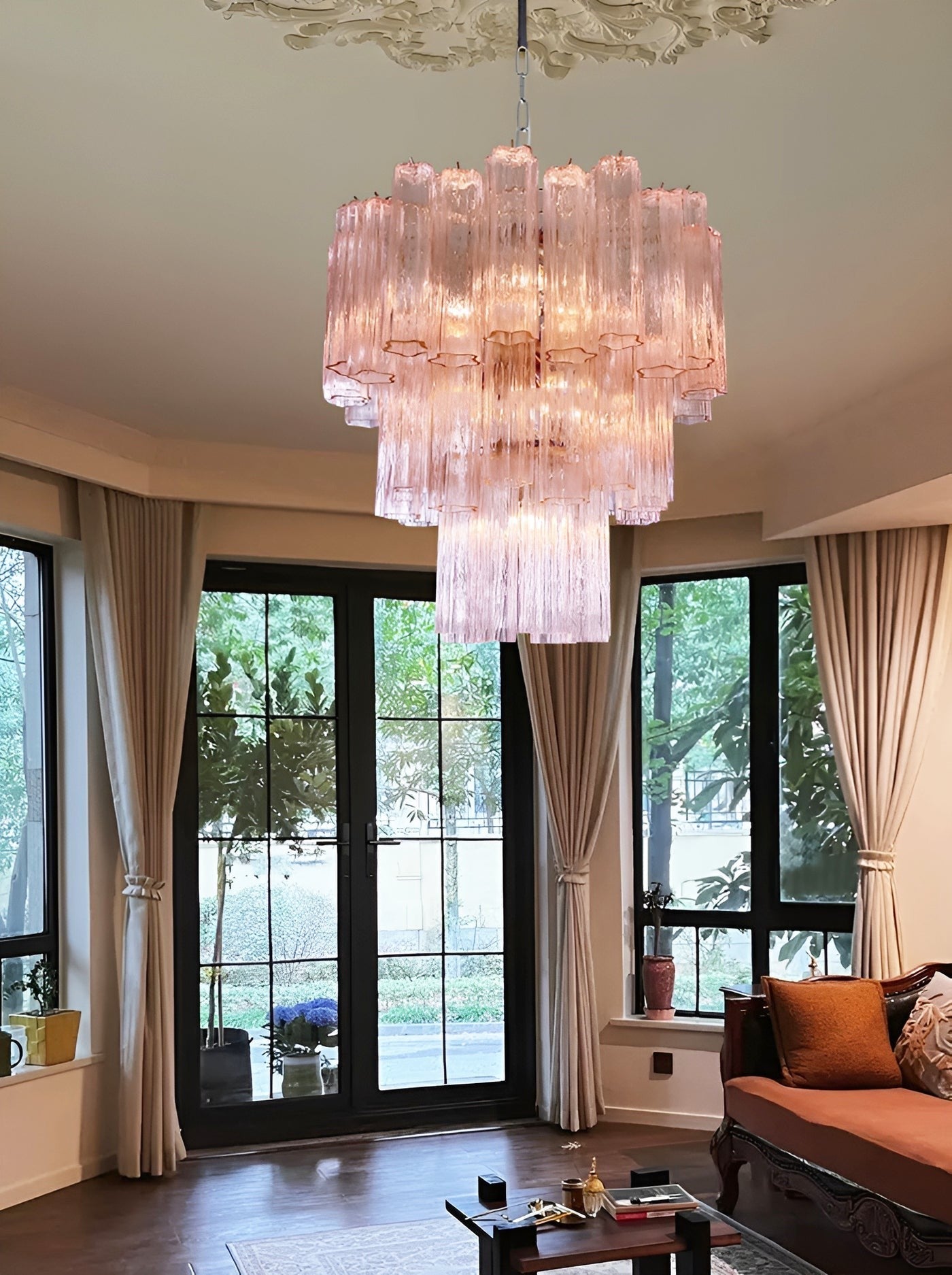Rose Murano Glass Statement Chandelier