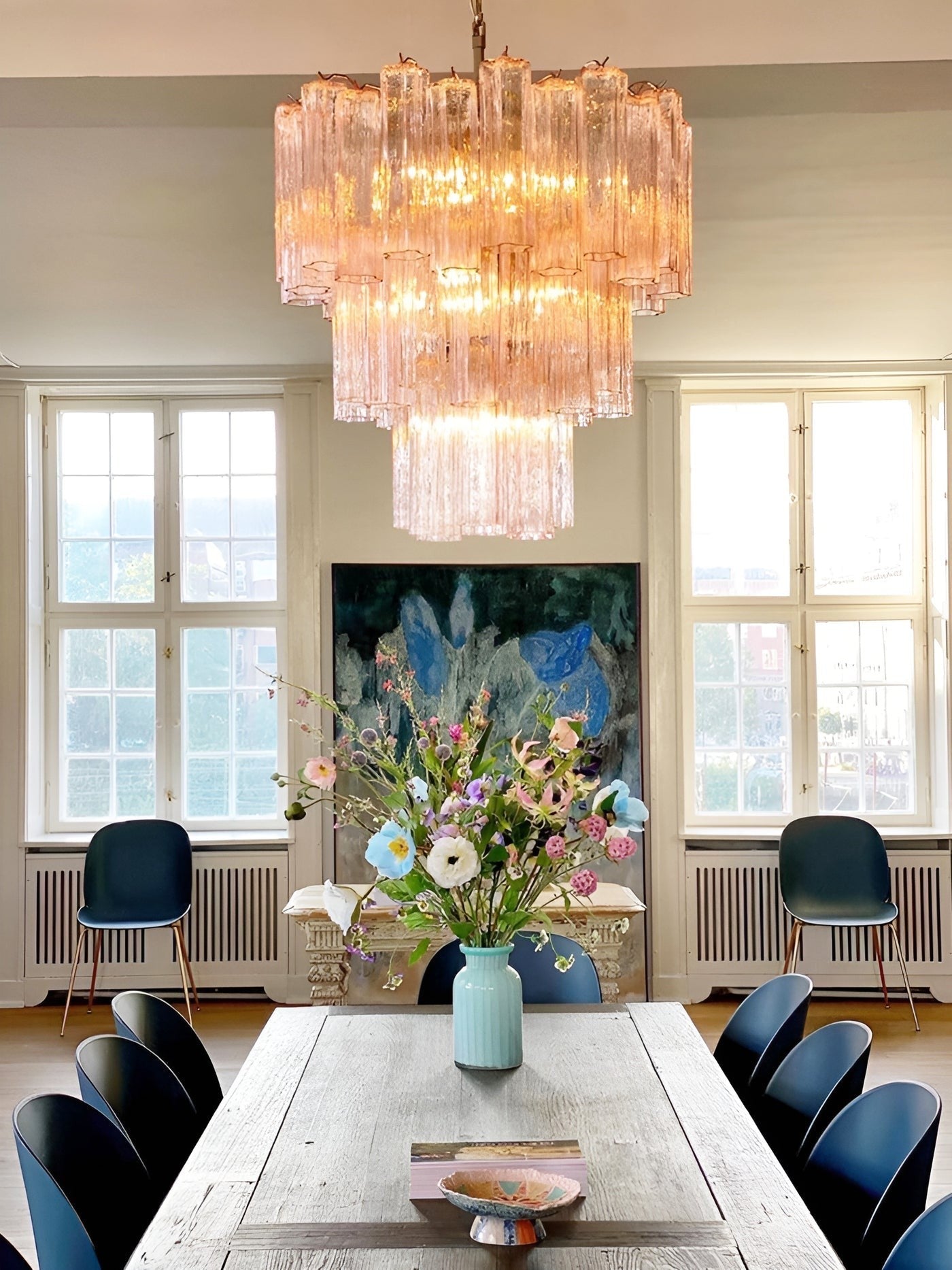 Rose Murano Glass Statement Chandelier