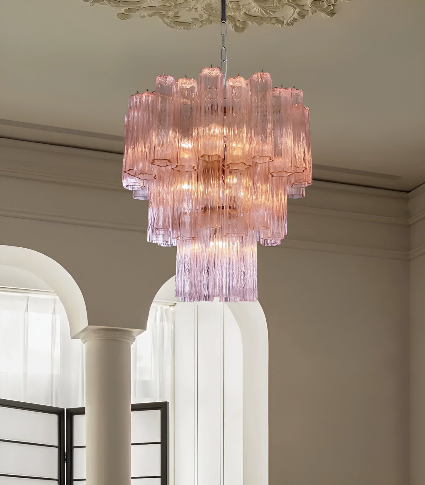 Rose Murano Glass Statement Chandelier