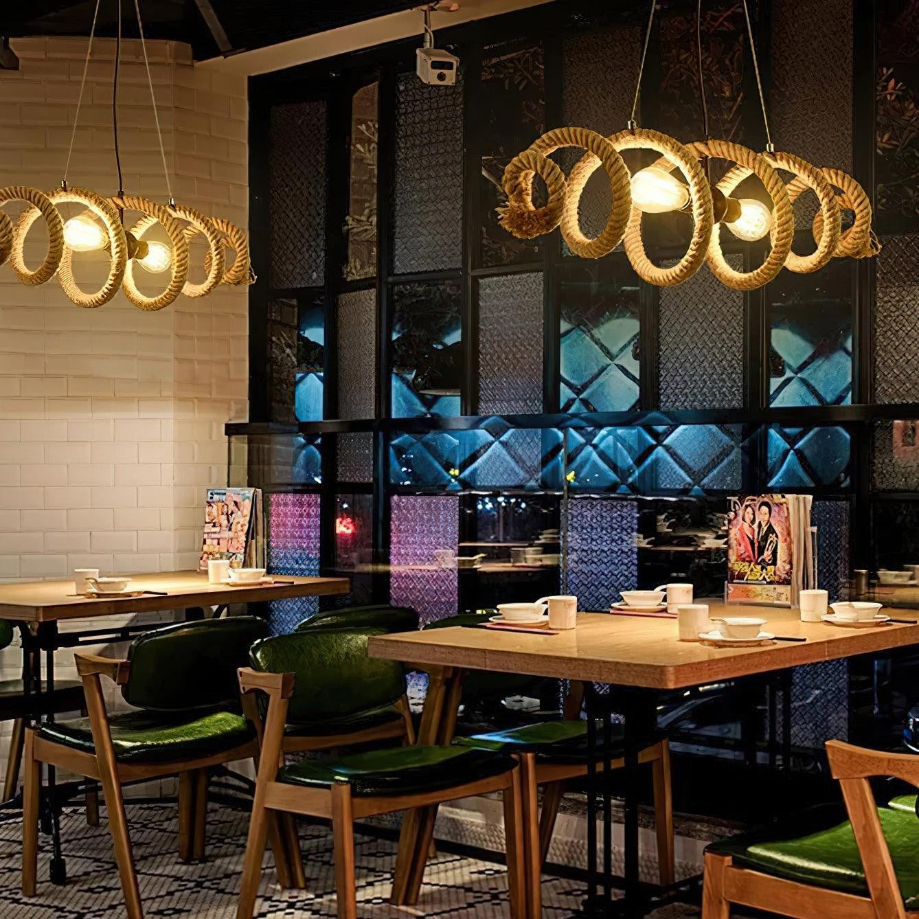 Spiral Hemp Rope Industrial Chandelier