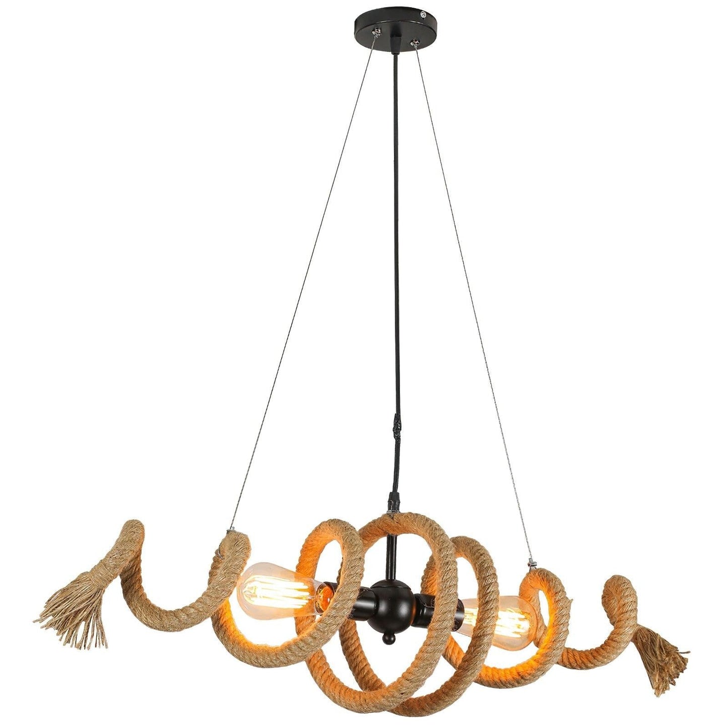 Spiral Hemp Rope Industrial Chandelier