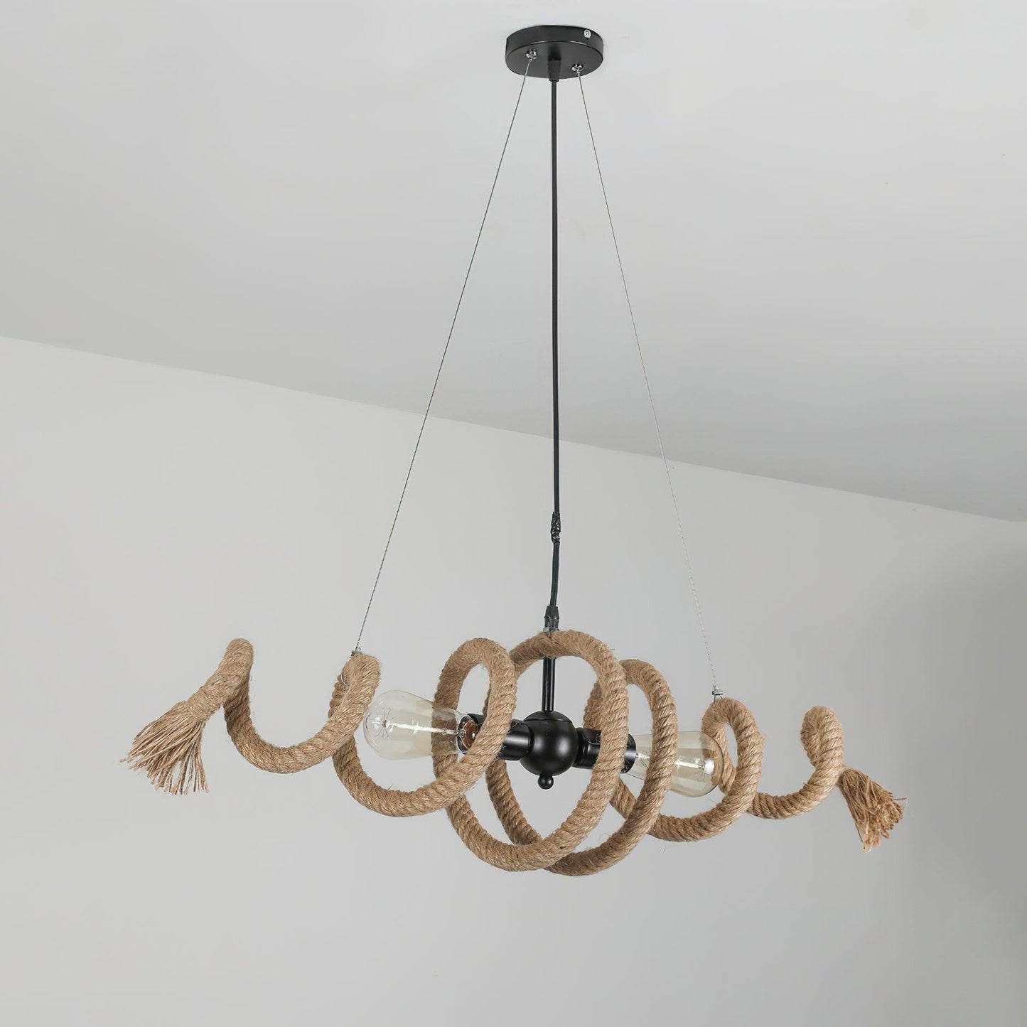 Spiral Hemp Rope Industrial Chandelier
