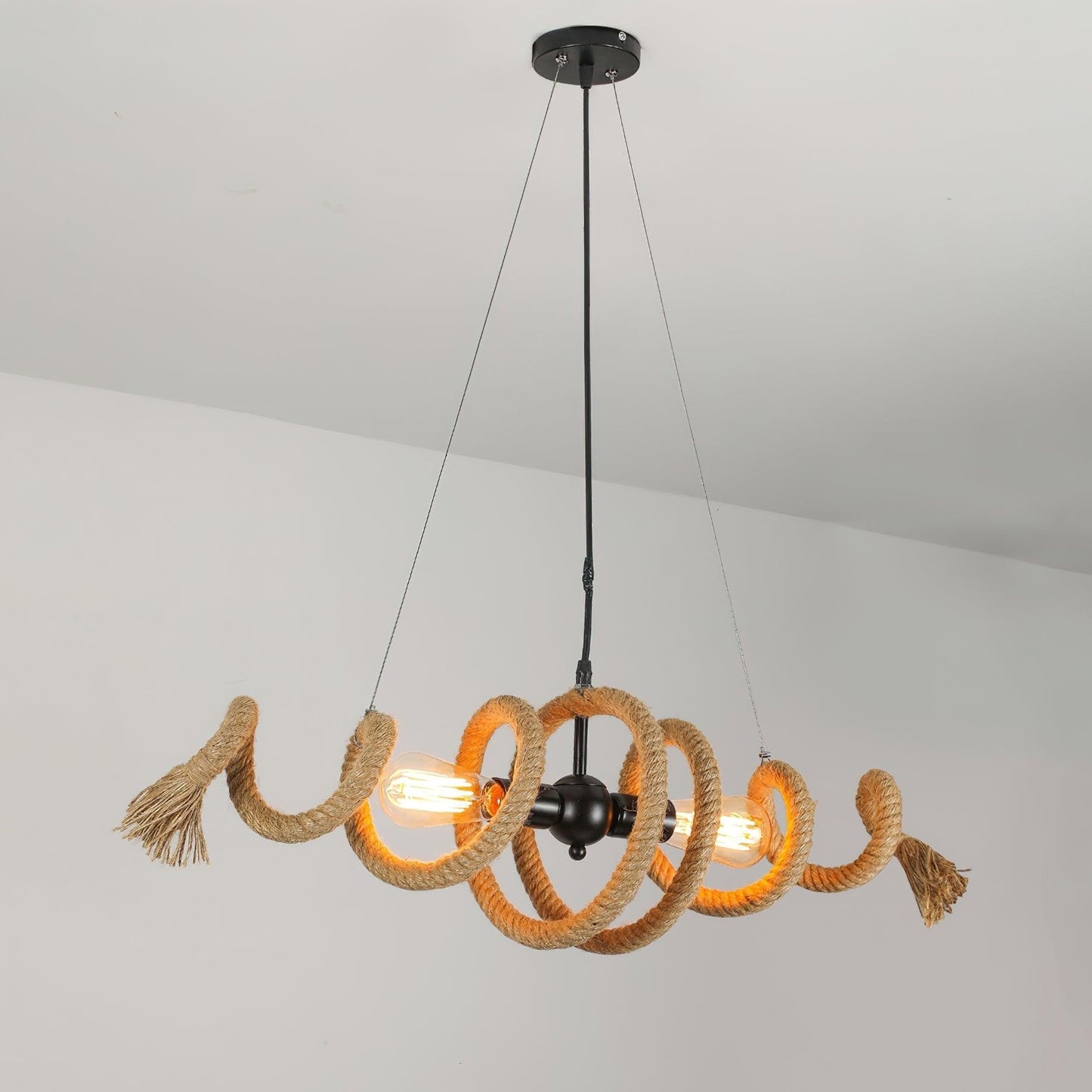 Spiral Hemp Rope Industrial Chandelier