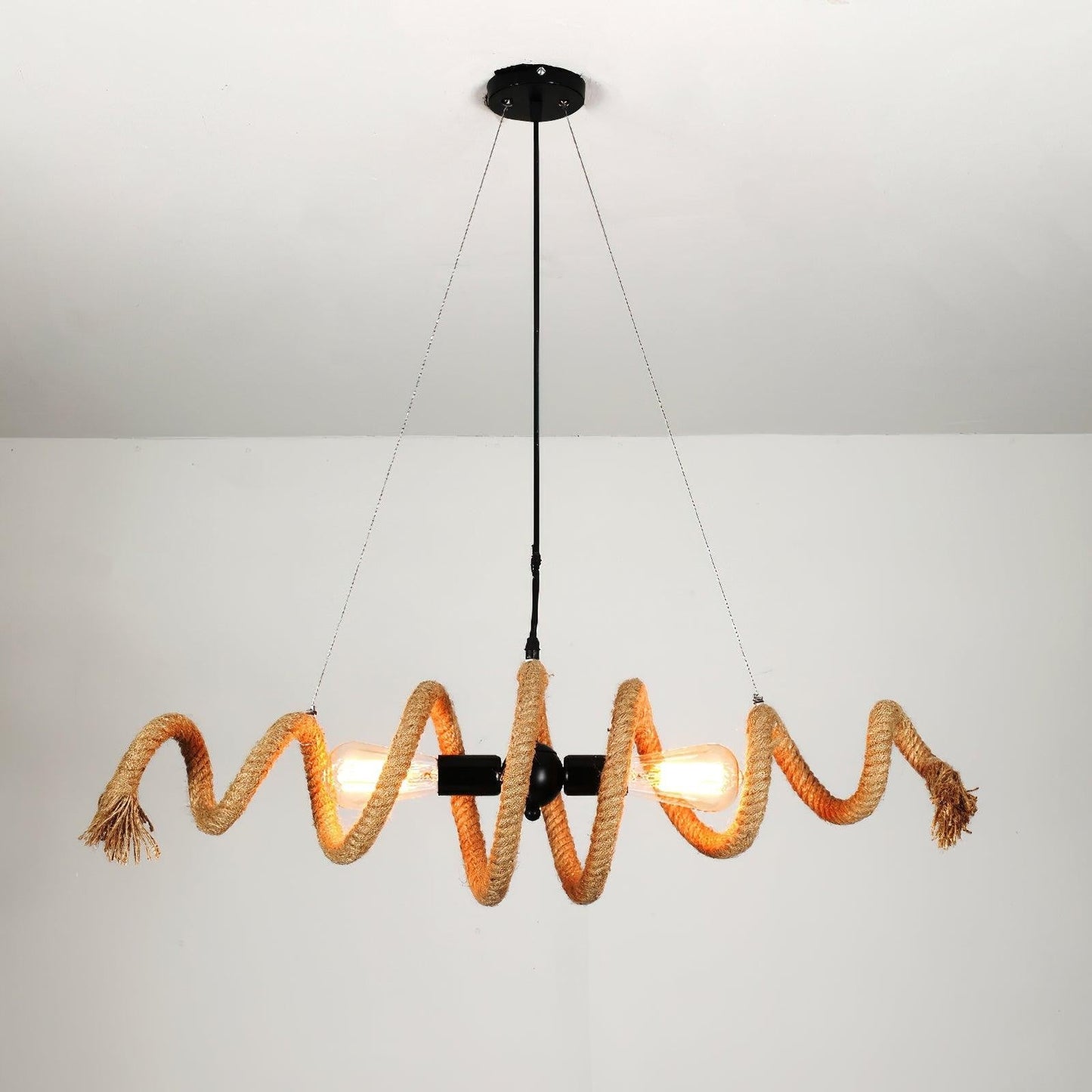 Spiral Hemp Rope Industrial Chandelier