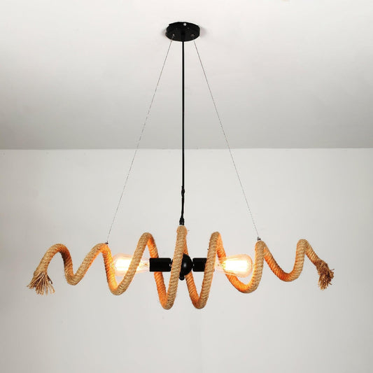Spiral Hemp Rope Industrial Chandelier