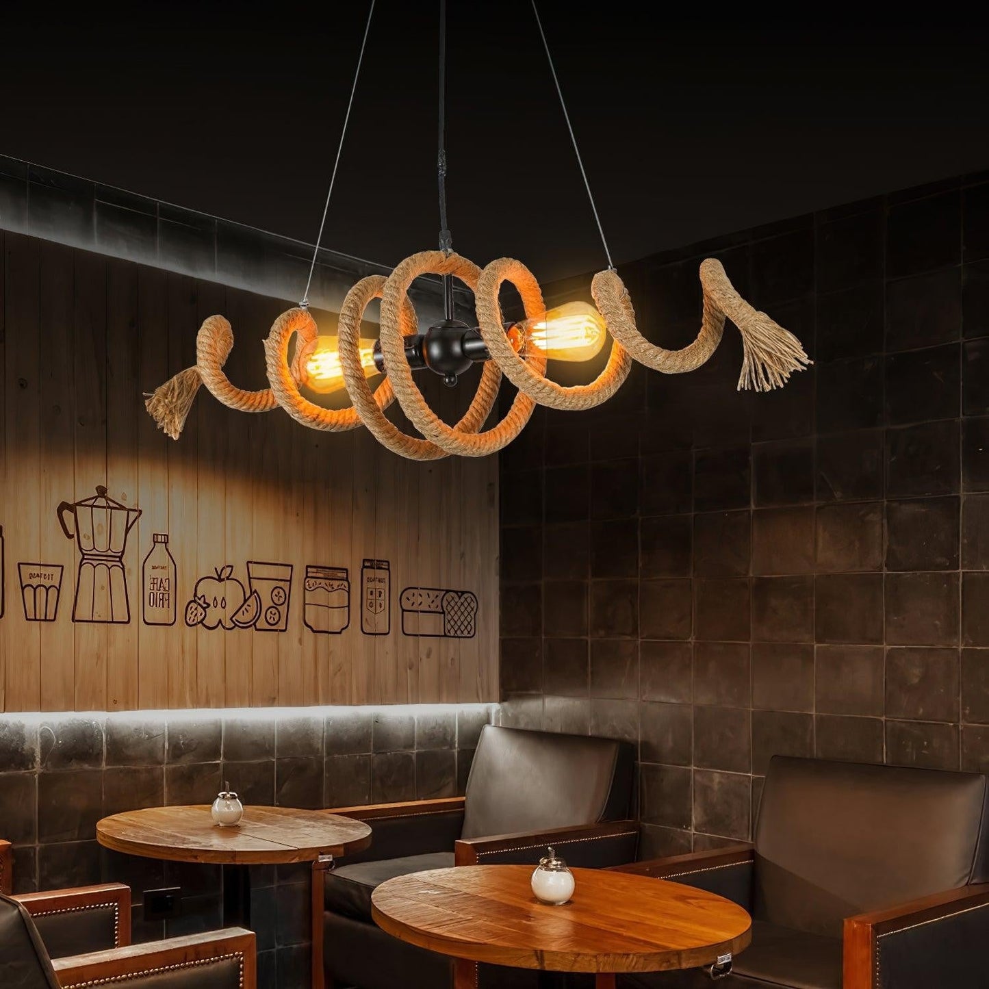 Spiral Hemp Rope Industrial Chandelier