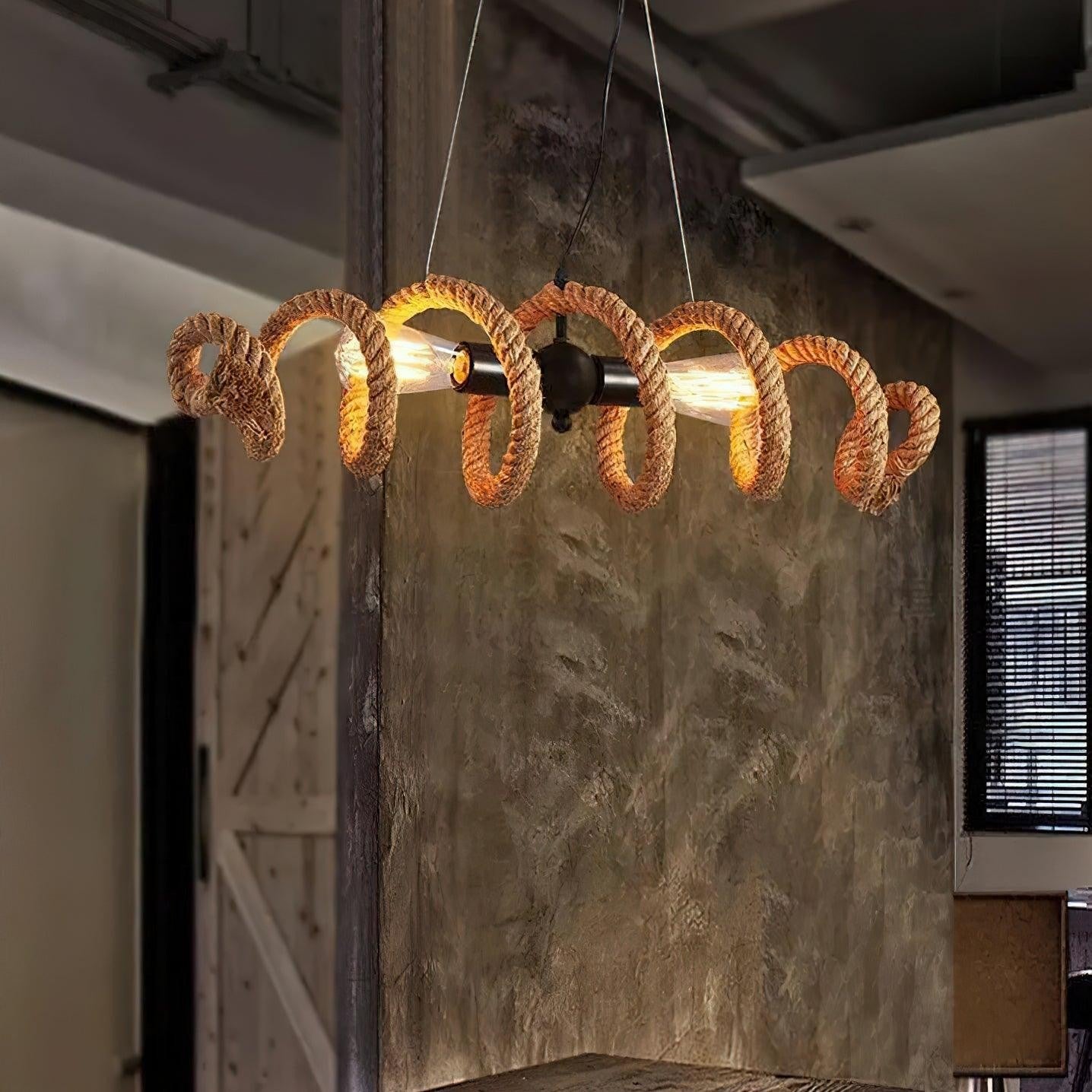 Spiral Hemp Rope Industrial Chandelier