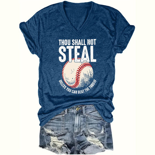 "Thou Shall Not Steal" Women’s Baseball Graphic Tee