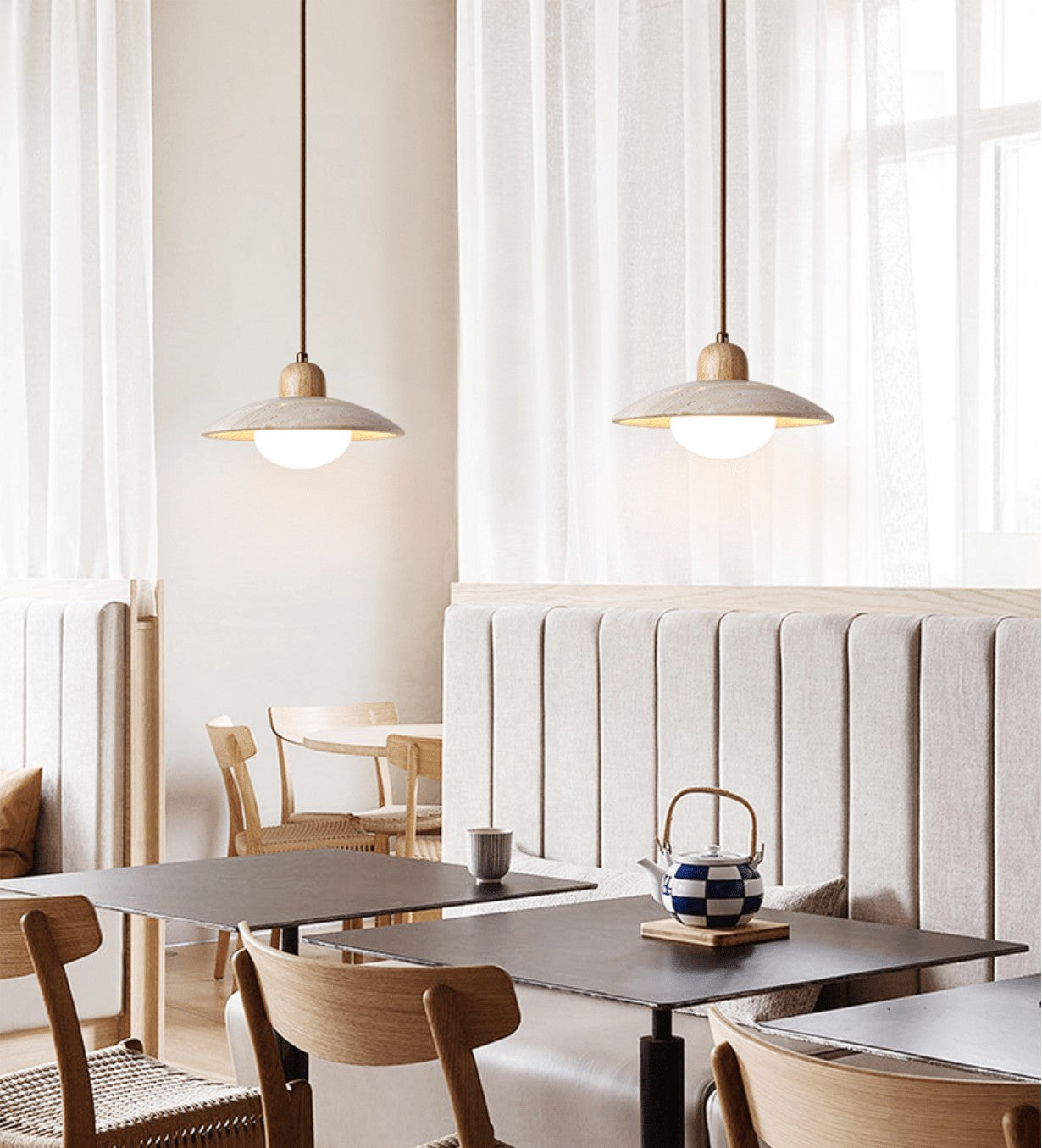 Travertine Halo Dome Pendant
