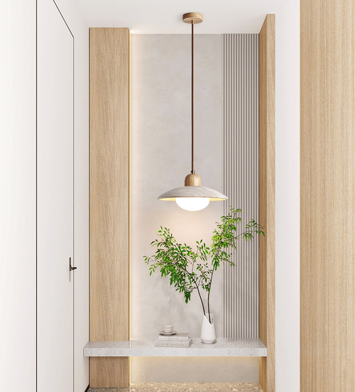 Travertine Halo Dome Pendant