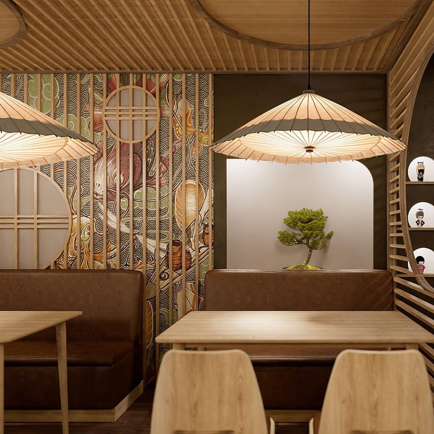 Umbrella Fabric Canopy Pendant Light