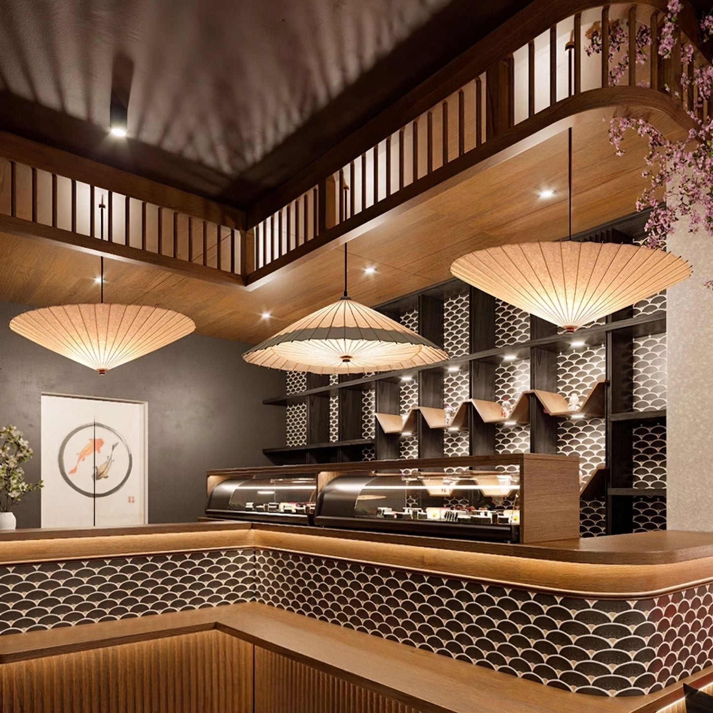 Umbrella Fabric Canopy Pendant Light