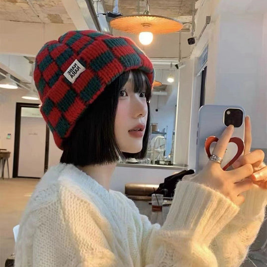 Yura Knitted Plaid Winter Hat